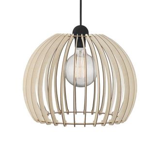 Nordlux L&aacute;mpara de techo colgante natural n&oacute;rdico de madera y cable negro