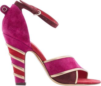 Ferragamo Ferragamo Ether Leather-Trimmed Suede Sandals, Size 7 D