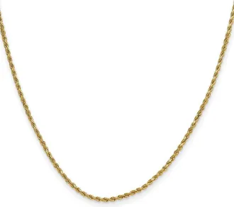 Diamond2Deal 10k Yellow Gold 2mm Semi-solid Diamond-Cut Rope Chain Necklace