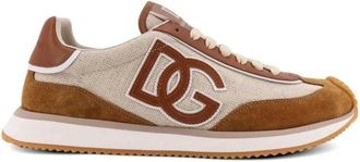 Dolce & Gabbana Schoenen, Heren, Bruin, 41 1/2 EU, Leer, DG Canvas Sneakers met Zijlogo