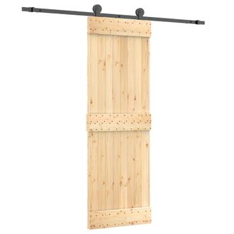vidaXL Puerta Corredera Natural Y Negro 70 X 210 Cm Vidaxl