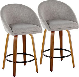LumiSource LumiSource Set of 2 Matisse Highback 26in Contemporary Fixed-Height Counter Swivel Stools with Footrest