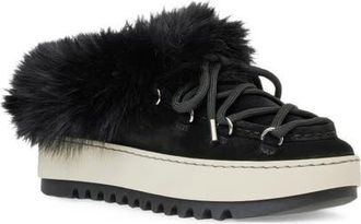 Aquatalia Anise Genuine Shearling Leather Mule in Black Suede at Nordstrom, Size 10.5