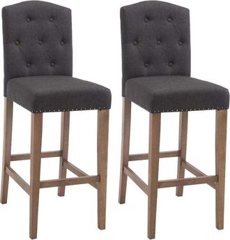 Clp Set 2x Taburetes De Bar Louise En Tela Gris Oscuro Antiguo Claro