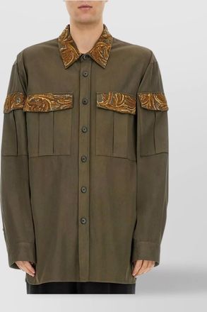 Dries Van Noten embroidered panels and collar long sleeve shirt