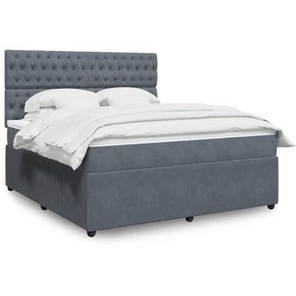 vidaXL Vidaxl - Cama Box Spring Con Colch&oacute;n Terciopelo Gris Oscuro 180x200 Cm