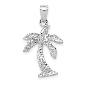 Diamond2Deal 14K White Gold Palm Tree Pendant