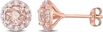 Amour 1 3/4 CT TGW Morganite and White Topaz Stud Earrings In 14K Rose Gold