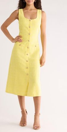 Sugarlips Adriella Sleeveless Tweed Dress in Yellow at Nordstrom, Size X-Small