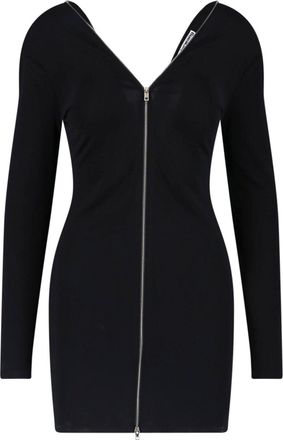 Alexander Wang Black Continuous Zipper V-Neck Mini Dress