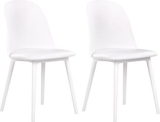 Beliani Beliani - Lote De 2 Sillas De Comedor Minimalistas Acolchadas Sint&eacute;tico En Color Blanco Fomby
