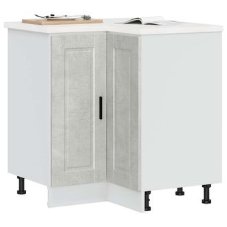 Berkfield Home Kitchen Corner Base Cabinet&not;Porto Concrete Grey Engineered Wood