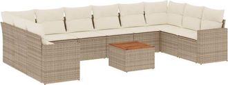 vidaXL Set De Sof&aacute;s De Jard&iacute;n 11pzas Con Cojines Rat&aacute;n Sint&eacute;tico Beige Vidaxl