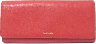 Paul Smith Red Color Leather Long Bill Wallet (Tri-Fold) (Pre-Owned)