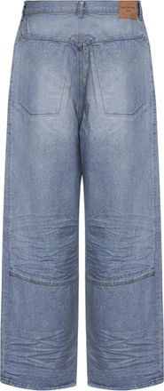 Balenciaga Mens Light Blue Cotton Denim Baggy Jeans