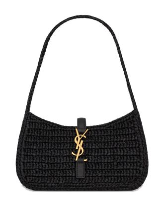 Saint Laurent Le 5 &agrave; 7 shoulder bag - women - CALFSKIN/Raffia/Brass/Calf Leather - OS - Black