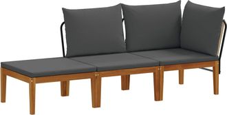vidaXL 3 Uds. Madera De Acacia S&oacute;lida Y Cuerda Natural Vidaxl