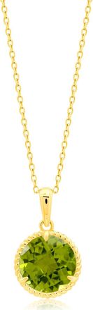 MAX + STONE 14k Yellow or White Gold Roped Halo 6mm Round Gemstone Pendant Necklace