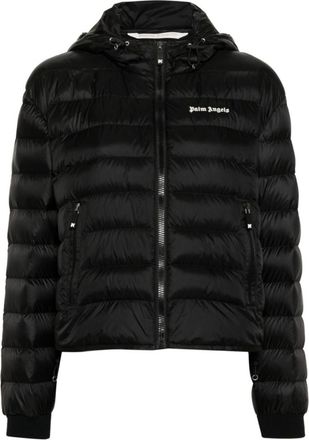 Palm Angels Black Black Logo Hooded Jacket