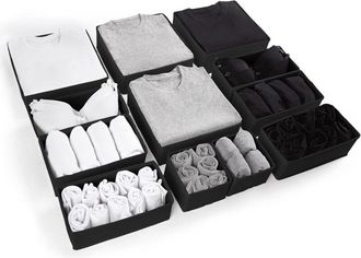 OEM Juego De 12 Separadores Grandes Para Cajones De Ropa Y Armarios, Color Negro