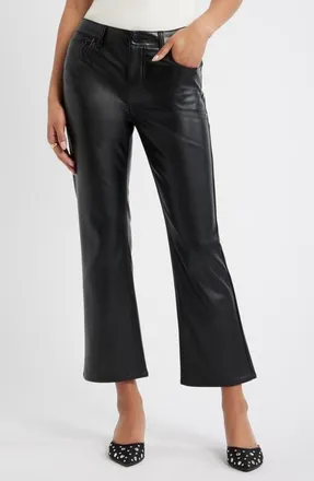 Open Edit Faux Leather Kick Flare Pants in Black at Nordstrom, Size 10
