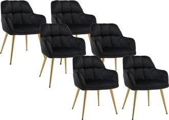 Vente-Unique Conjunto de 6 sillas con reposabrazos de terciopelo y metal dorado - Negro - PEGA de PASCAL MORABITO