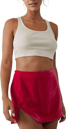 Free People Velvet Curved Hem Mini Skirt In Pink