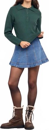 Minkpink Elin Collared Knit Jumper Sweater In Teal