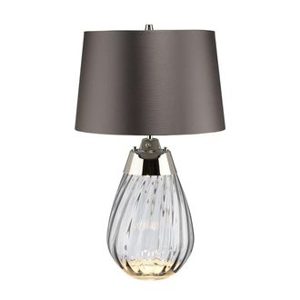 Netlighting Lena 2 Light Small Smoke Table Lamp Smoketinted Glass Slate Shade E27 in Black