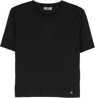 Herno fine-knit T-shirt - women - Lyocell/Cotton - 40 - Black