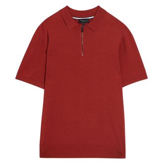Ted Baker Daldin Rayon Zip Donkerbruin Poloshirt