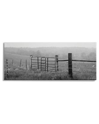 Stupell Industries Countryside Farmland Front Gate Black White Landscape Photography Stretched Canvas Wall Art By Nick Saez