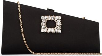 Roger Vivier Pochette Twinkle Asymetrique Boucle Strass En Satin