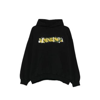 Balenciaga Messy Spray Medium Fit Hoodie In Black