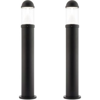 Loops 2 PACK Outdoor Bollard Post Light - 20W CCT LED Module - Textured Black Finish