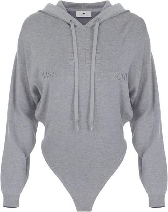 Elisabetta Franchi Hooded Knit Bodysuit - Dames - Bodies - Grijs - M - Tops