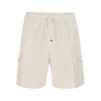 Brunello Cucinelli Brunello Cucinelli, Casual Shorts, male, Beige, Size: 3XL Drawstring Cotton Cargo Shorts