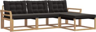 vidaXL Conjunto De Sof&aacute;s De Exterior 4 Uds. Blanco Y Negro Vidaxl