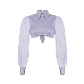 Elisabetta Franchi Dames, Blouses & Shirts, Paars, Maat: XL Katoen
