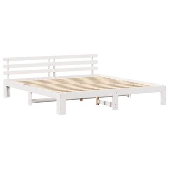 Berkfield Home White Bed Frame White Solid wood 200 x 200 cm Adjustable Armrests