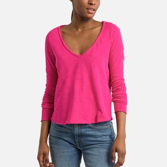 American Vintage T-shirt met V-hals en lange mouwen Sonoma