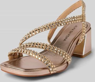 Alma En Pena Sandalette mit Ziersteinbesatz in Metallic Braun, Größe 37