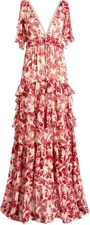 Cinq à Sept Abito lungo Omelia a fiori - Rosso