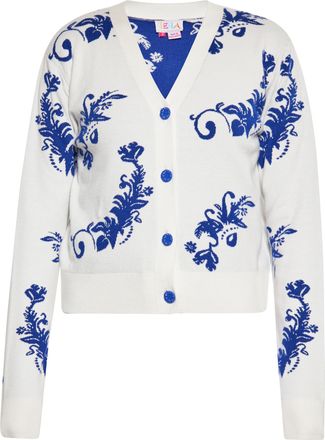 Izia Vest Dames Wol Wit Blauw