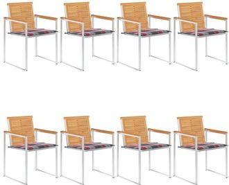 vidaXL Vidaxl - Sillas De Jard&iacute;n Y Cojines 8 Unidades Madera Maciza De Acacia