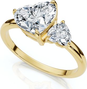 Pompeii3 1 1/2Ct Heart Cut Toi et Moi Diamond Ring 14k Gold or Pt Lab Grown