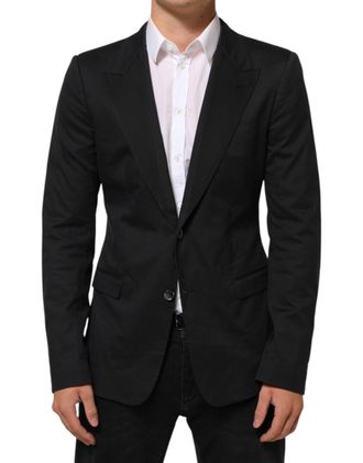 Dolce & Gabbana Mens Black Cotton 2 Buttons Suit Jacket Blazer Co+04+pa+se
