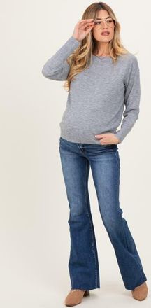 Pinkblush Raw Hem Maternity Flare Jeans in Navy Blue at Nordstrom, Size 31 29