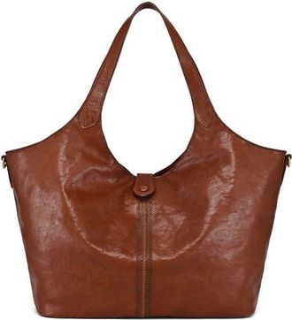 OLD TREND Marigold Genuine Leather Spacious Refined Carryall Tote in Cognac at Nordstrom