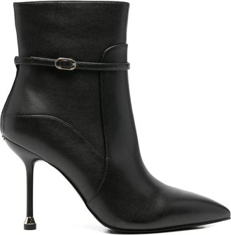 Liu Jo buckle-strap pointed-toe boots - women - Leather/Rubber/Polyurethane/Polyester - 40 - Black